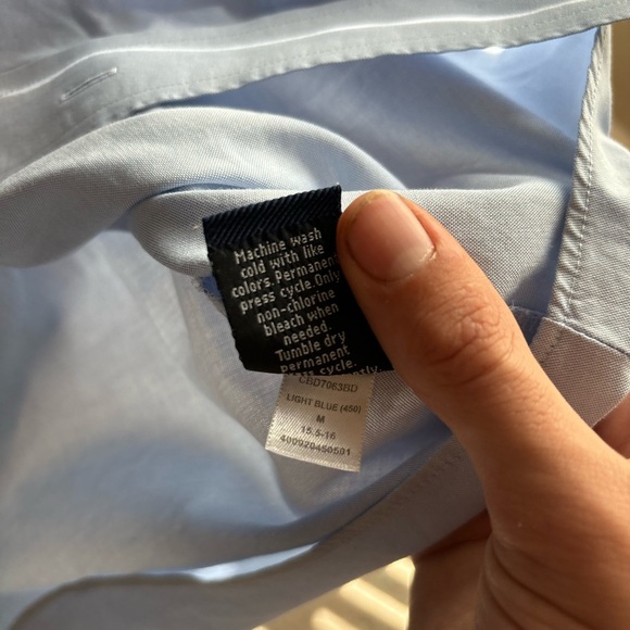 croft barrow Easy Care 100% Cotton Baby Blue Dress Shirt Short Sleeve Sz M 15-16 - Picture 13 of 14